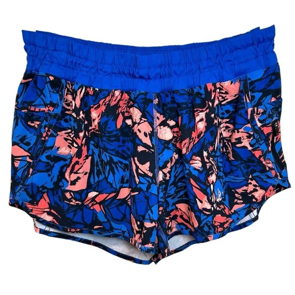 Lululemon Women’s ‘Tracker Short IV’ Paint Storm Print, Harbor Blue, Black SZ 12 - Picture 3 of 13